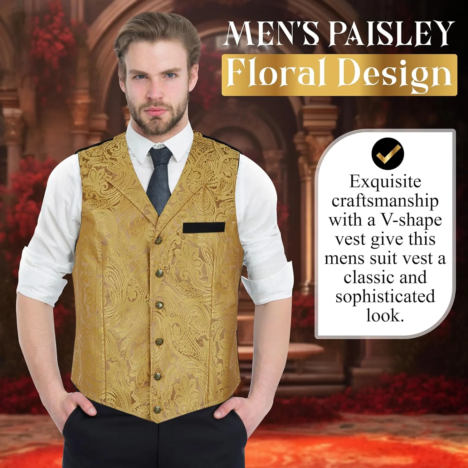 Oliver George Men's Victorian Suit Jacket & Waistcoat - Steampunk Gothic Paisley Design