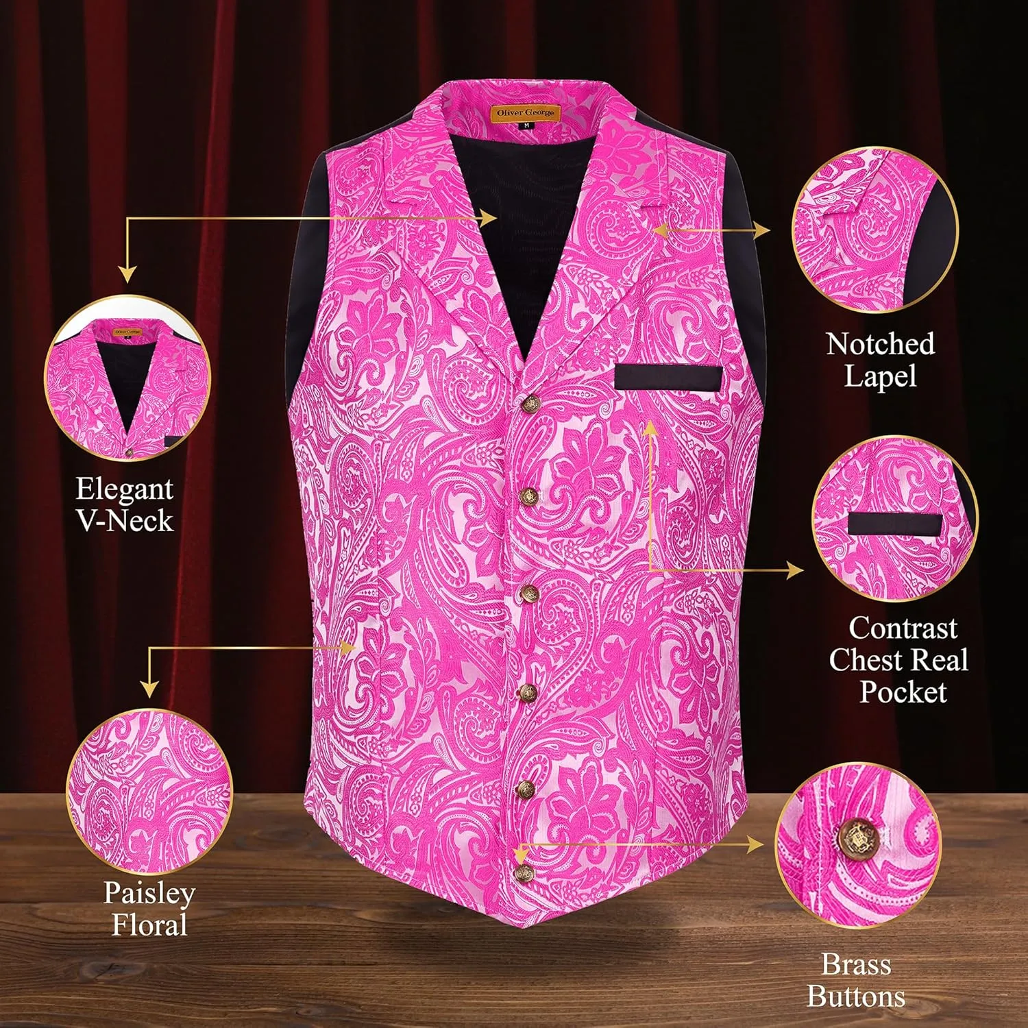 Oliver George Men's Victorian Suit Jacket & Waistcoat - Steampunk Gothic Paisley Design