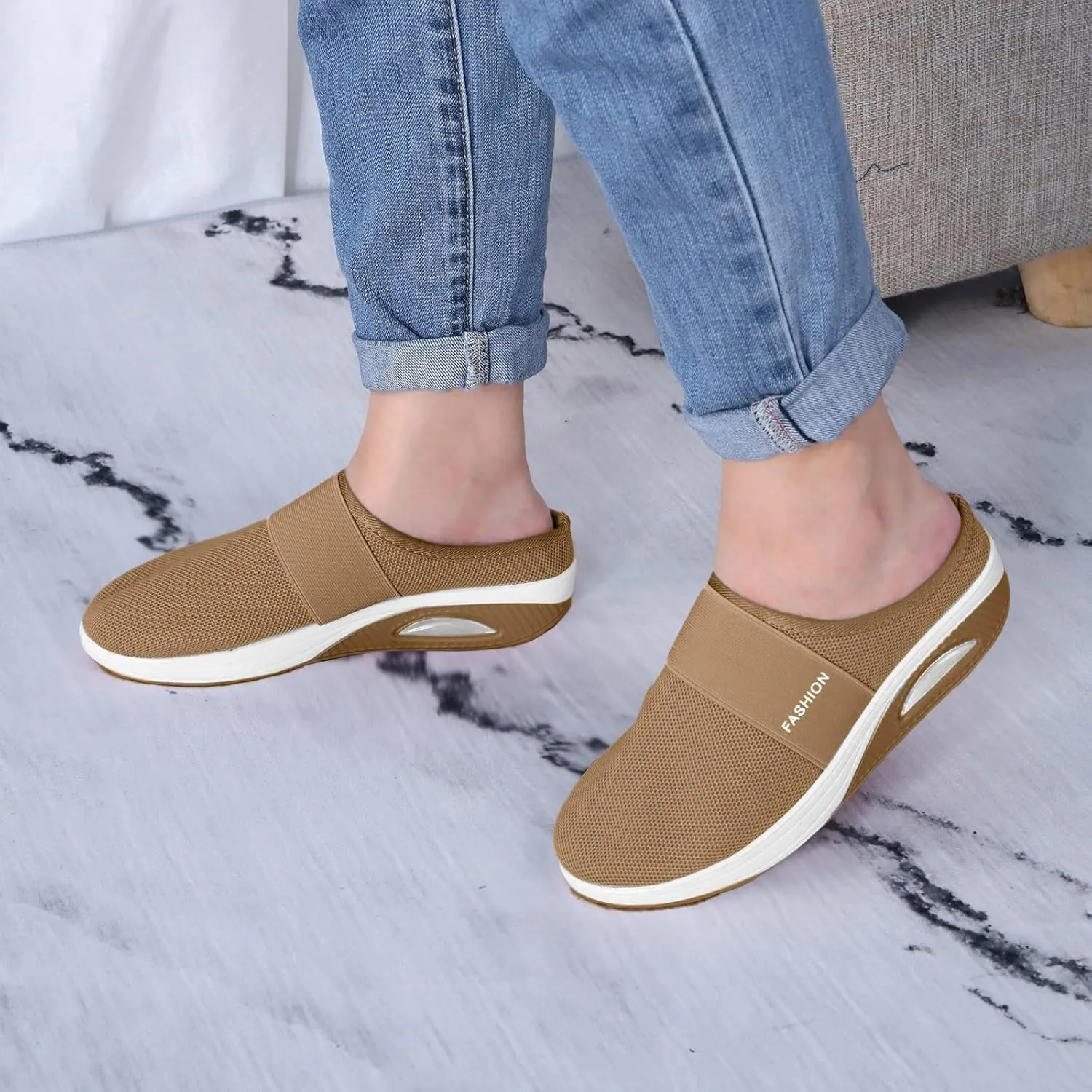 Orthopedic Sandals for Women Arch Support Sandals Mesh Air Cushion Sandal Breathable Closed Toe Slippers