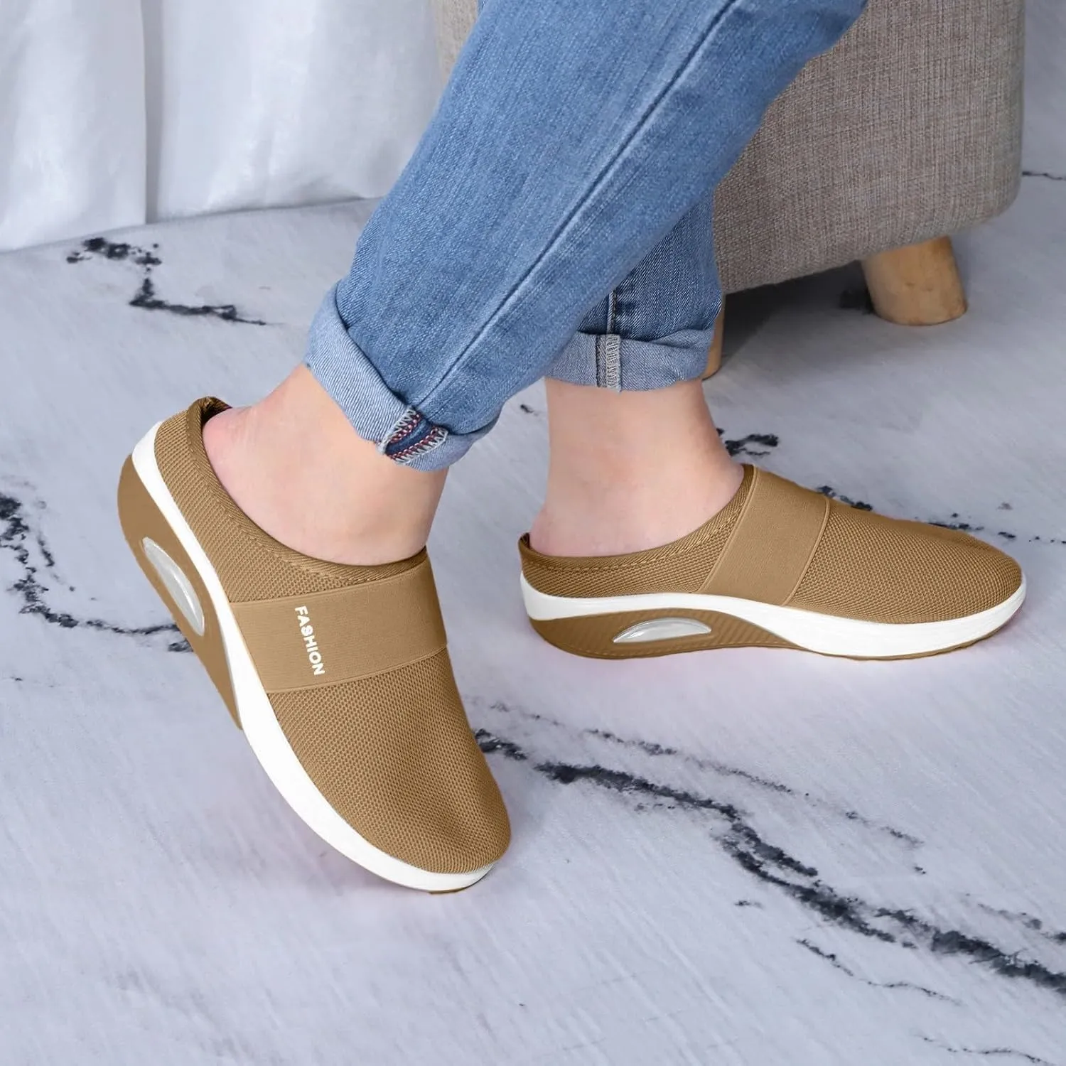 Orthopedic Sandals for Women Arch Support Sandals Mesh Air Cushion Sandal Breathable Closed Toe Slippers