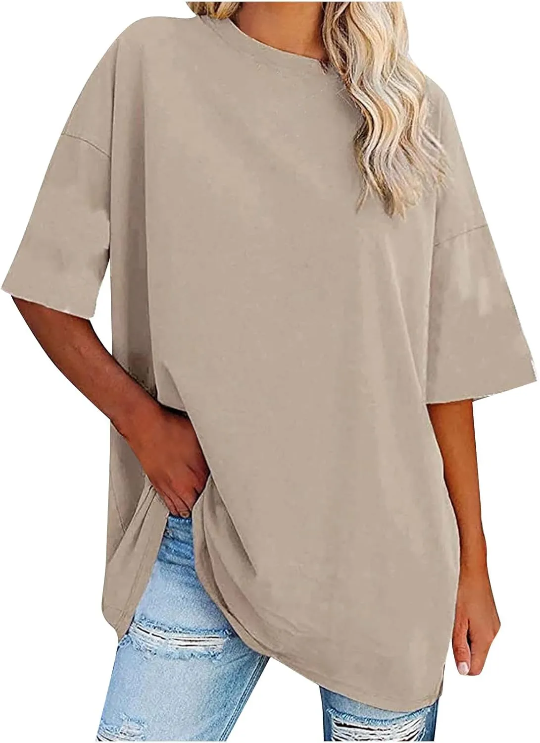 Oversized t Shirts for Women Loose Fit Crewneck Short Sleeve Summer Tops Casual y2k Blouse Solid Basic Tee 2025