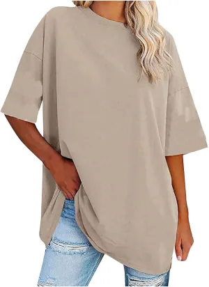 Oversized t Shirts for Women Loose Fit Crewneck Short Sleeve Summer Tops Casual y2k Blouse Solid Basic Tee 2025