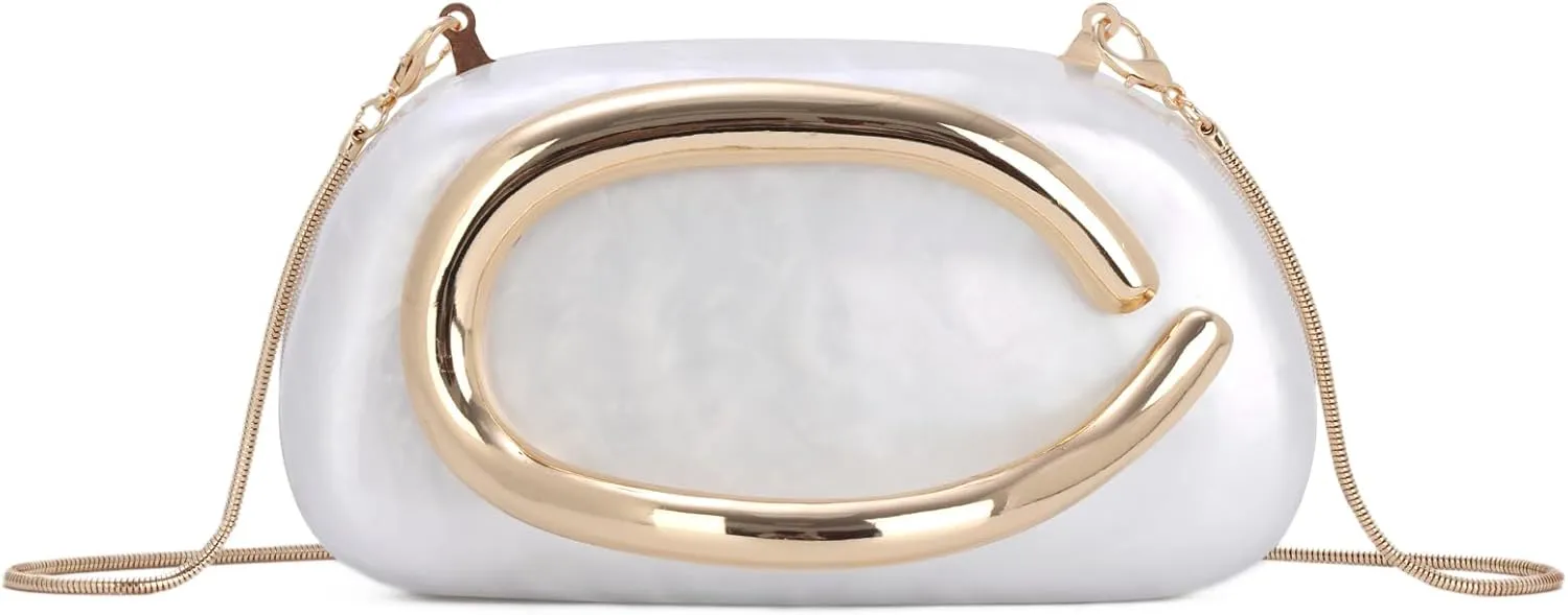 Oweisong Acrylic Clutch Purse for Women Shell Evening Bags Formal Wedding Green Clutch Shoulder Handbag with Chain