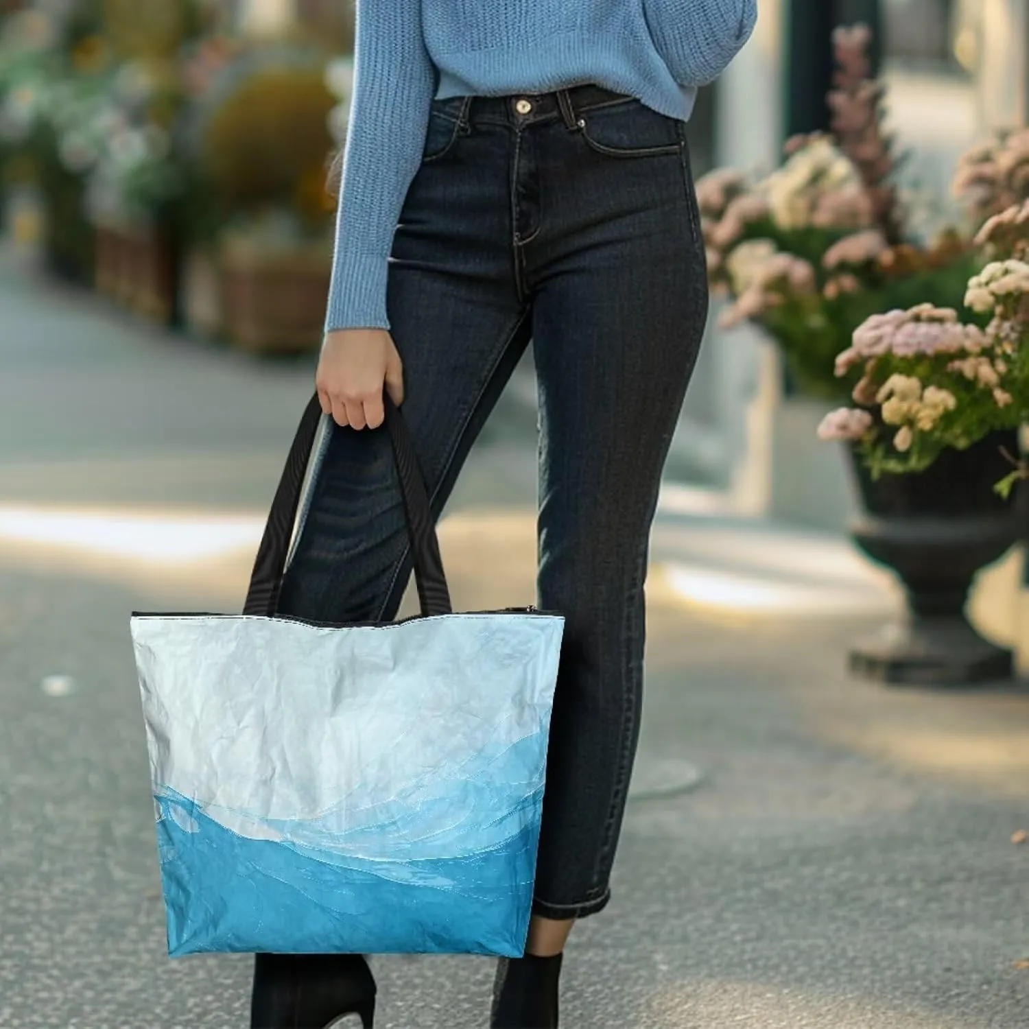 Paper Carving Tiger Women Tote Paper Bag Halloween Skeleton Foldable Tote Bag, Tie Dye Large Work Commute Bags