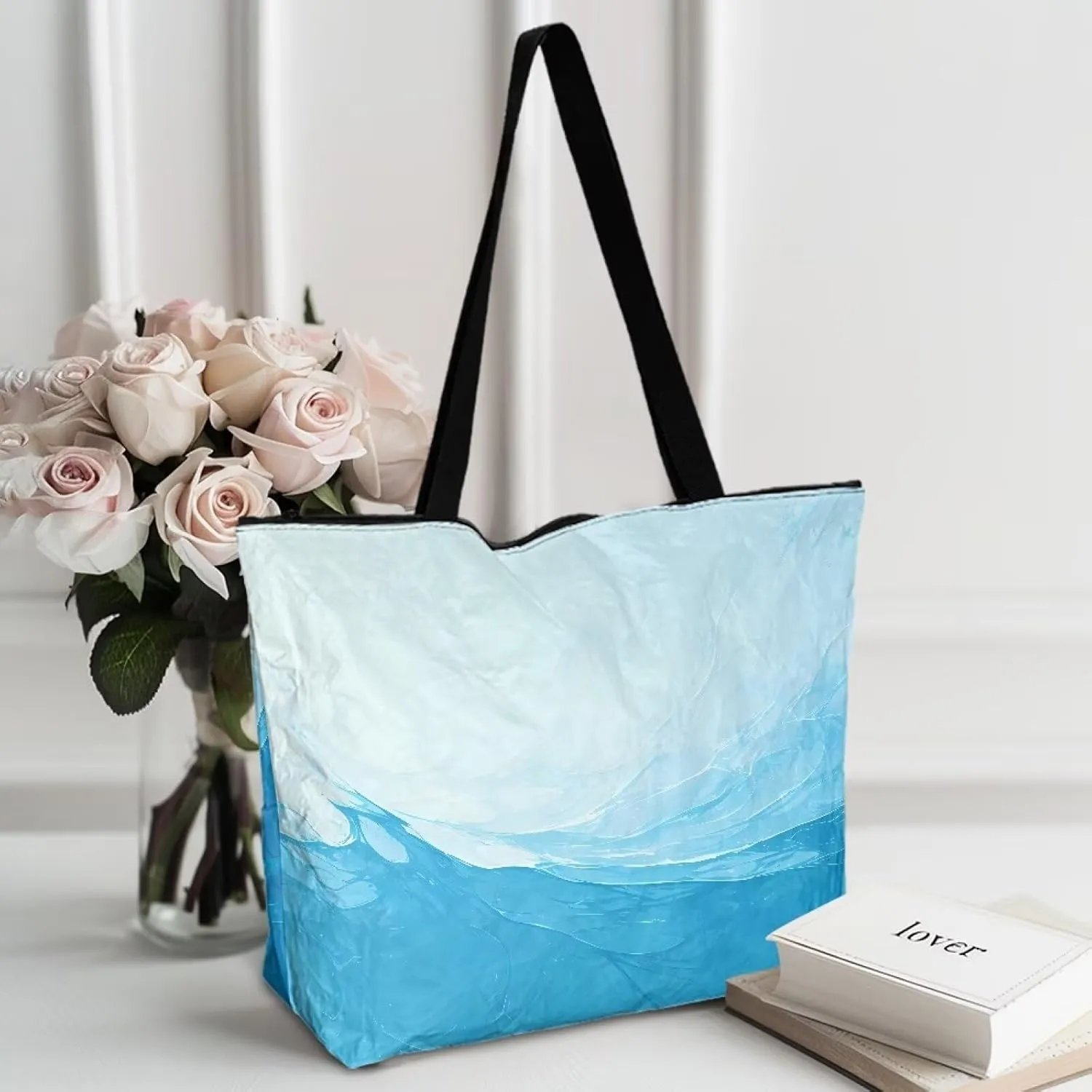 Paper Carving Tiger Women Tote Paper Bag Halloween Skeleton Foldable Tote Bag, Tie Dye Large Work Commute Bags