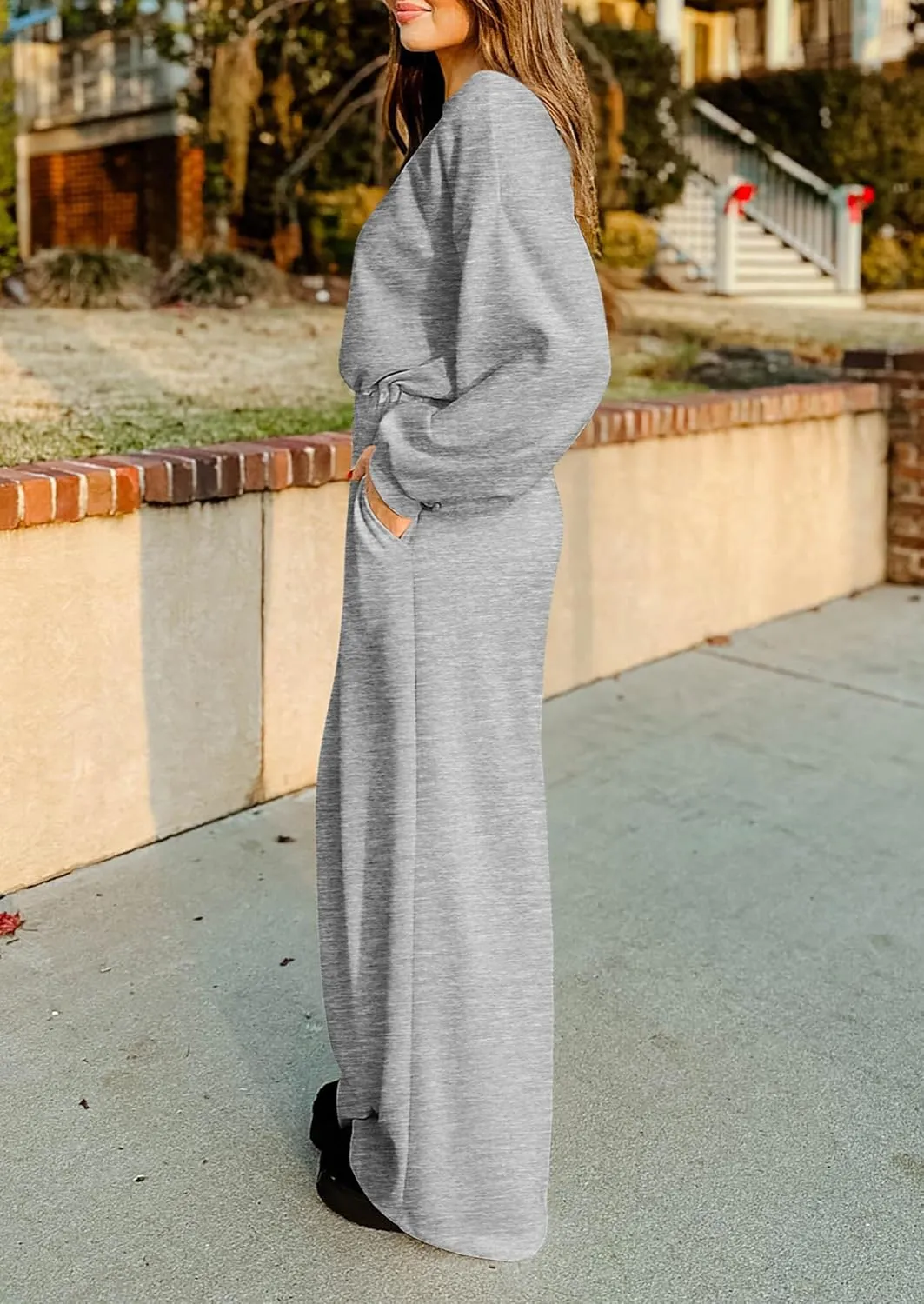 PRETTYGARDEN Women's Fall One Piece Jumpsuits Dressy Casual Long Sleeve Elastic Waist Pockets Wide Leg Long Pants Rompers