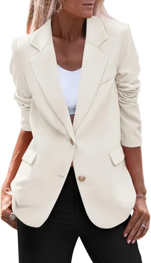 PRETTYGARDEN Women's Spring Fall Business Casual Blazers Long Sleeve Notch Lapel Trendy Work Office Blazer Jackets Outerwear