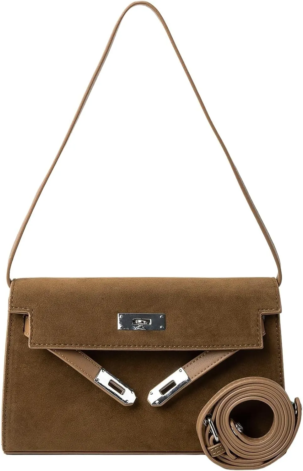 PU Suede Shoulder Bag for Women, Small Crossbody Purse, Ladies Tote Handbag with Shoulder Strap