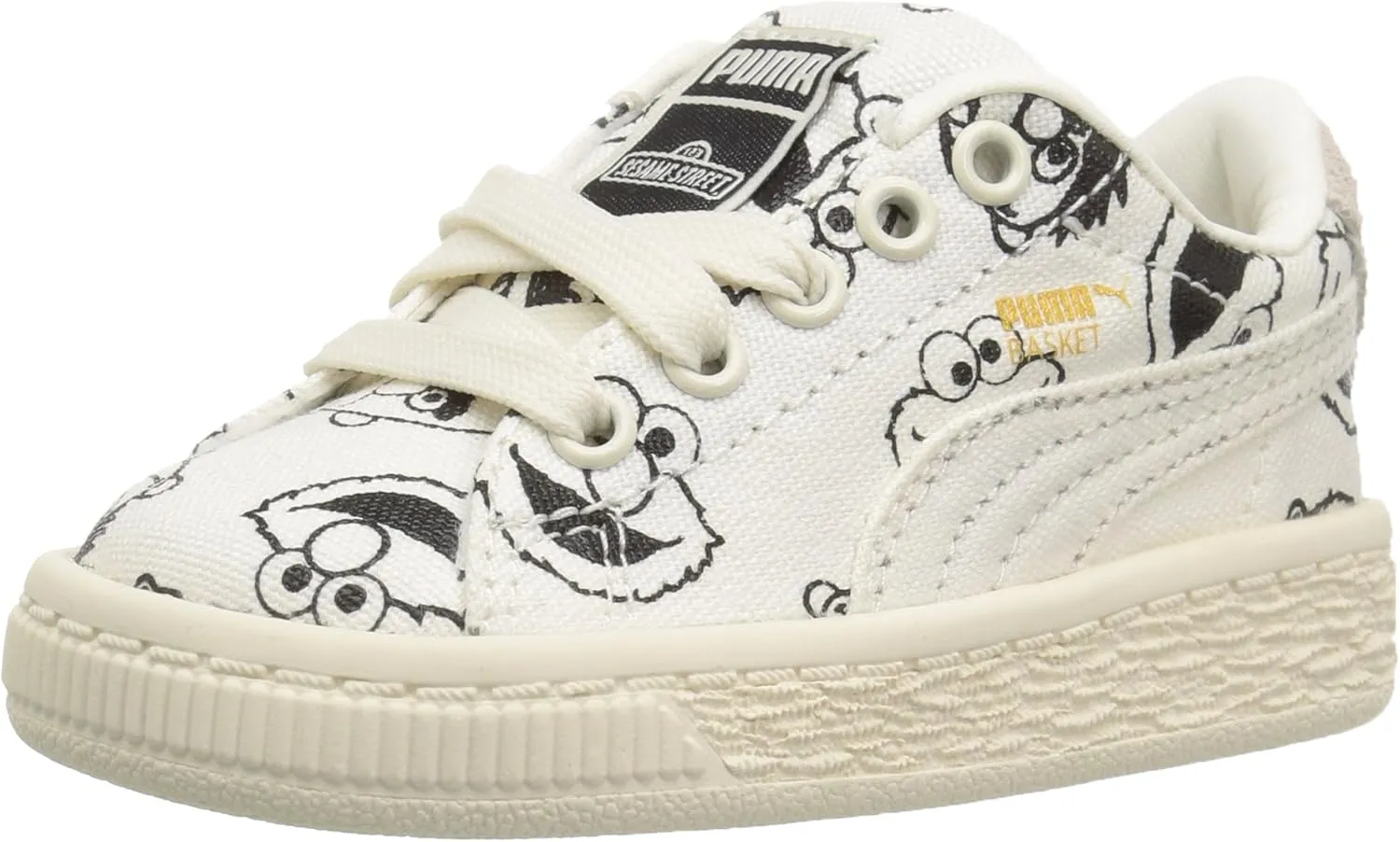 Puma Unisex-Baby X Sesame Street Basket Sneaker, Star White-Star White, 10 M US Toddler