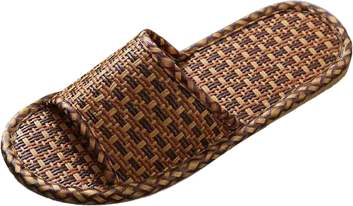 Rattan Woven Slides for Women Men, Straw Home Slippers for Indoor Open Toe Home Shower Pool Slippers Bathroom