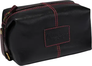 Rawlings Travel Kit Toiletry Bag Collection | Leather | Multiple Styles & Colors, Black | 4" x 8" x 4.75"