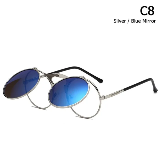 Retro Round Flip Up Sunglasses