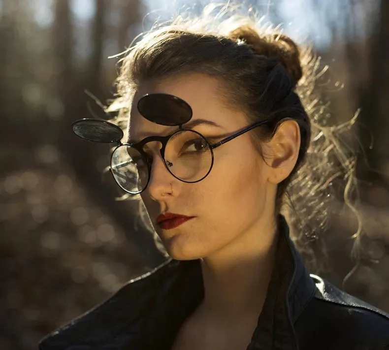 Retro Round Flip Up Sunglasses