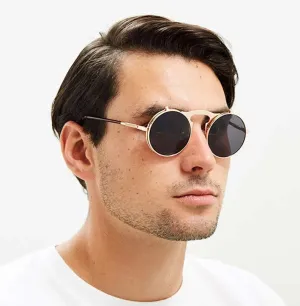 Retro Round Flip Up Sunglasses