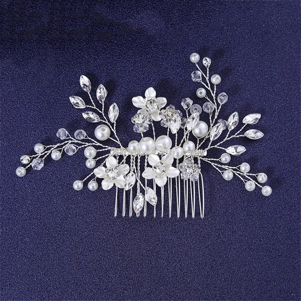 Rhinestones Hair Comb Headband For Women Party Prom Bridal Wedding Hair Accessories Jewelry Silver