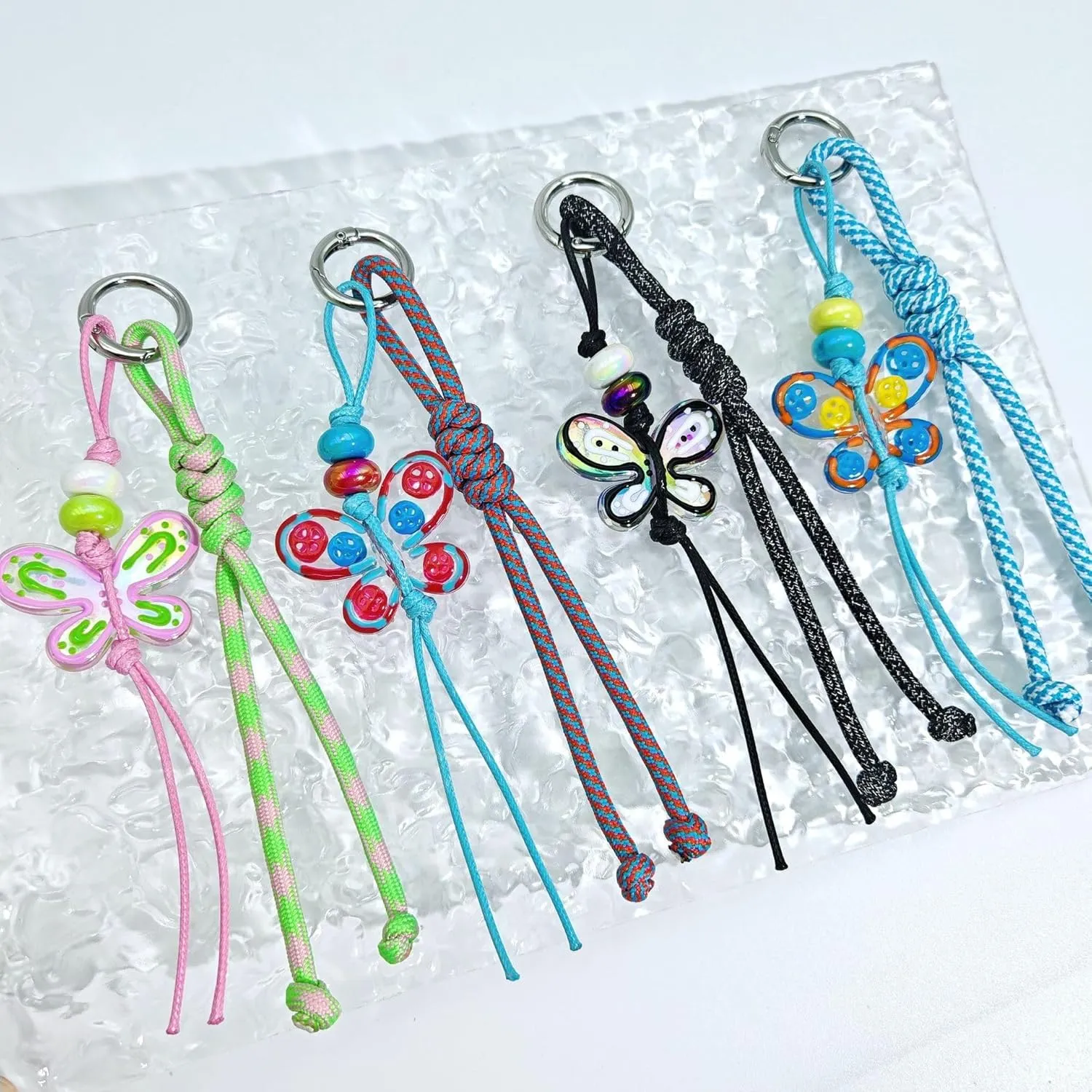 RICHTRUE Butterfly Beads Pearl Bow Bag Charms Aesthetic Purse Charms for Handbags Kawaii Keychain Cute Y2k Accessories
