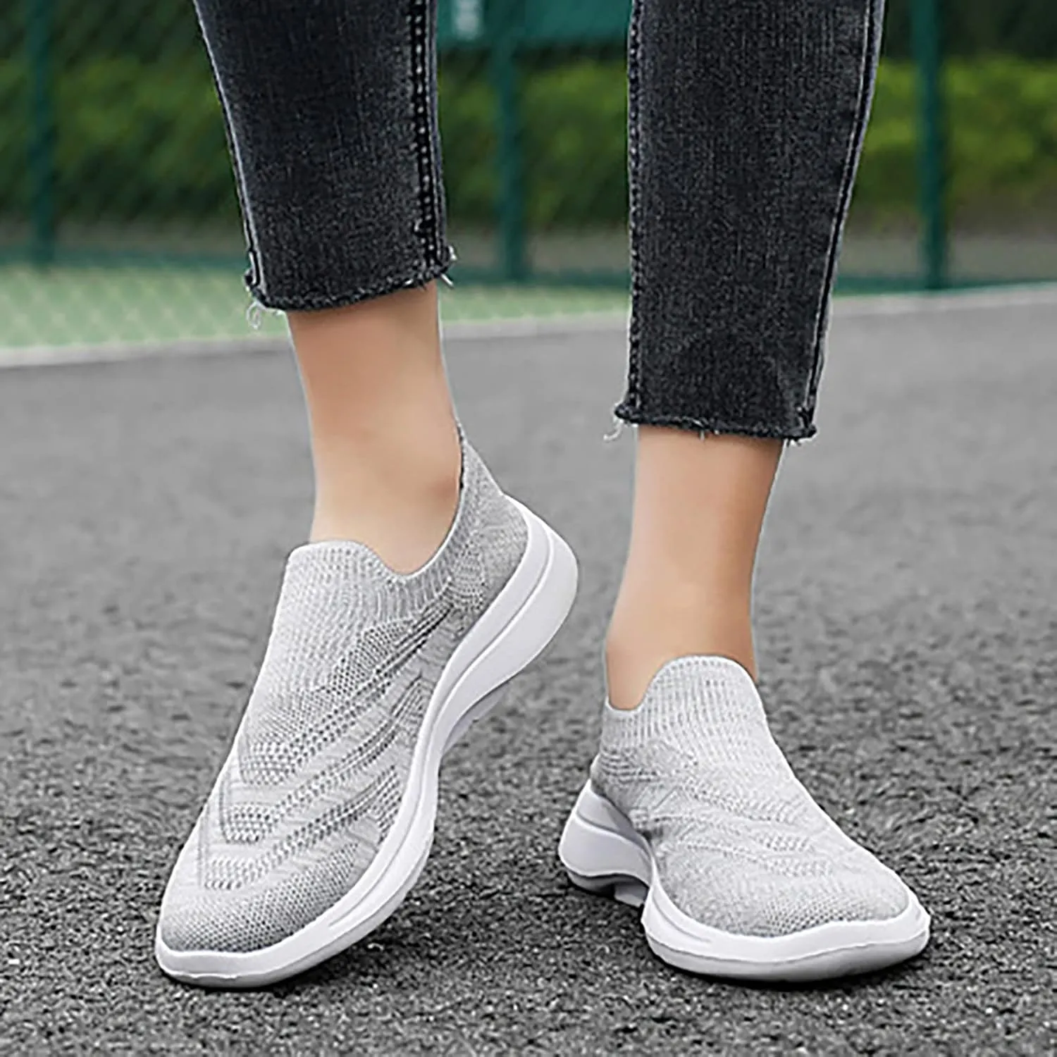 Running Sneakers for Women Tenis De Trabajo para Mujer Antideslizante Negros Gym Shoes Women Slip On High Top Sneakers Black Arch Support Women Slip On Walking Shoes Women
