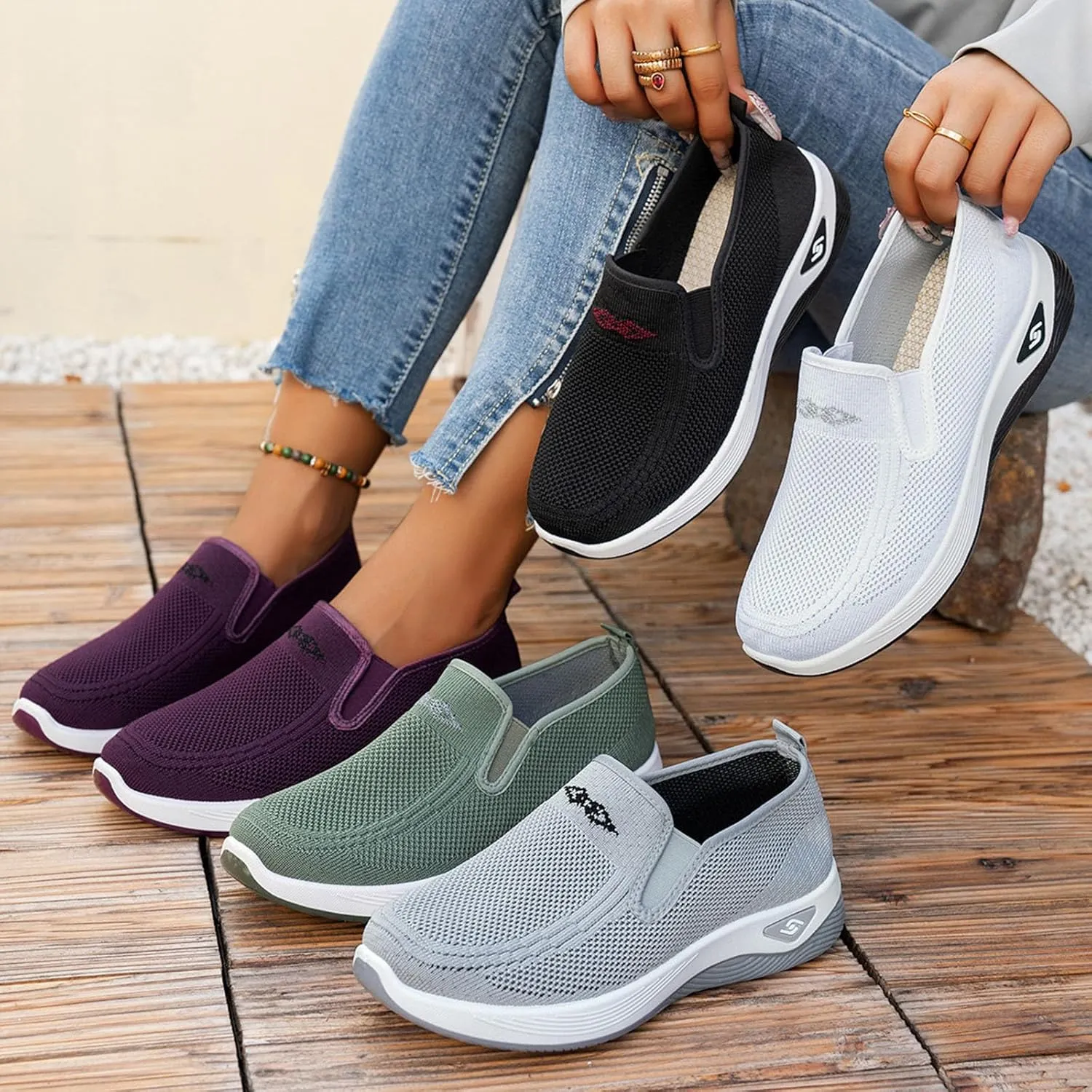 Sandals for Women Orthopedic Breathable Sandals Slip on Arch Support Sandal Memory Foam Sandal Walking Shoes