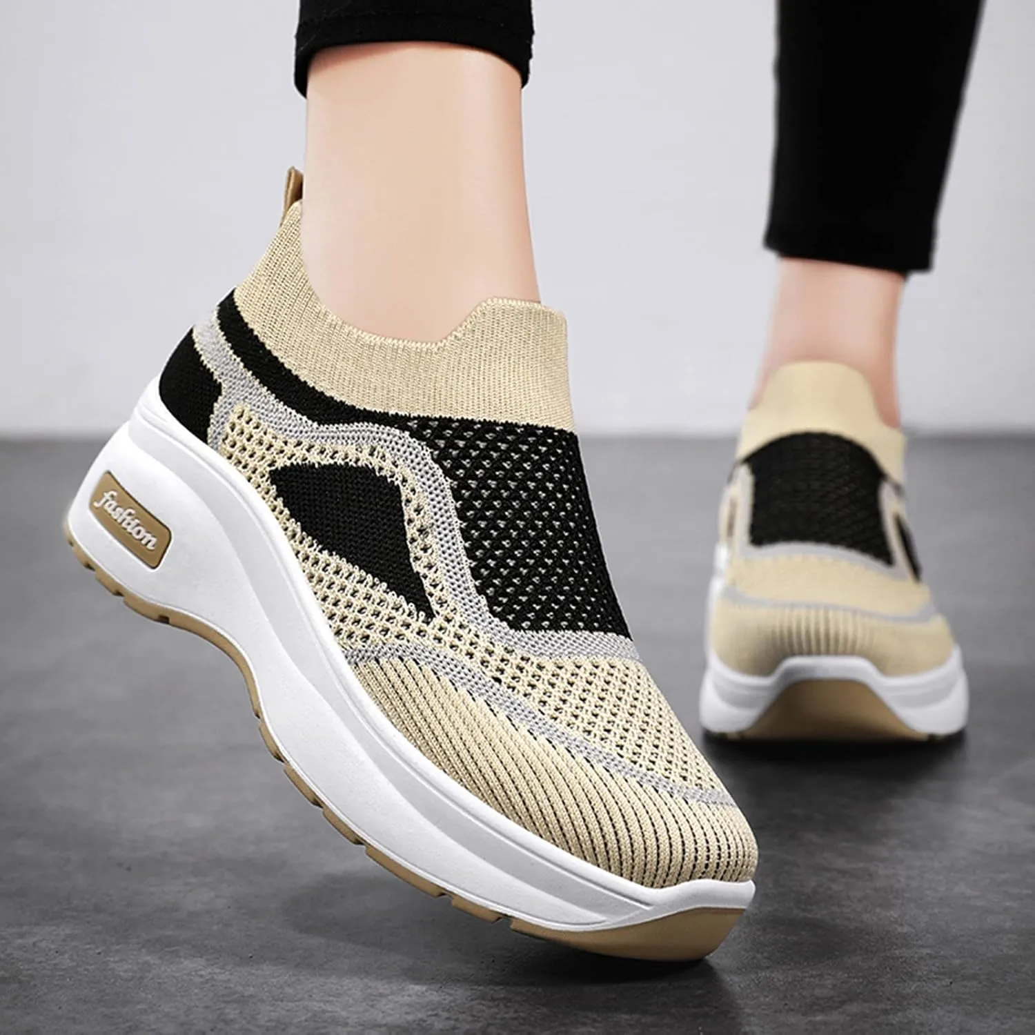 SBGMoSJ Platform Wedge Sneakers for Women 2023 Womens Tennis Shoes Size 8.5 Wide Width Nurse Shoes for Women Comfortable White Lace Up Women's Sneakers Wide Toe Cute Comfy Work Shoes for Women