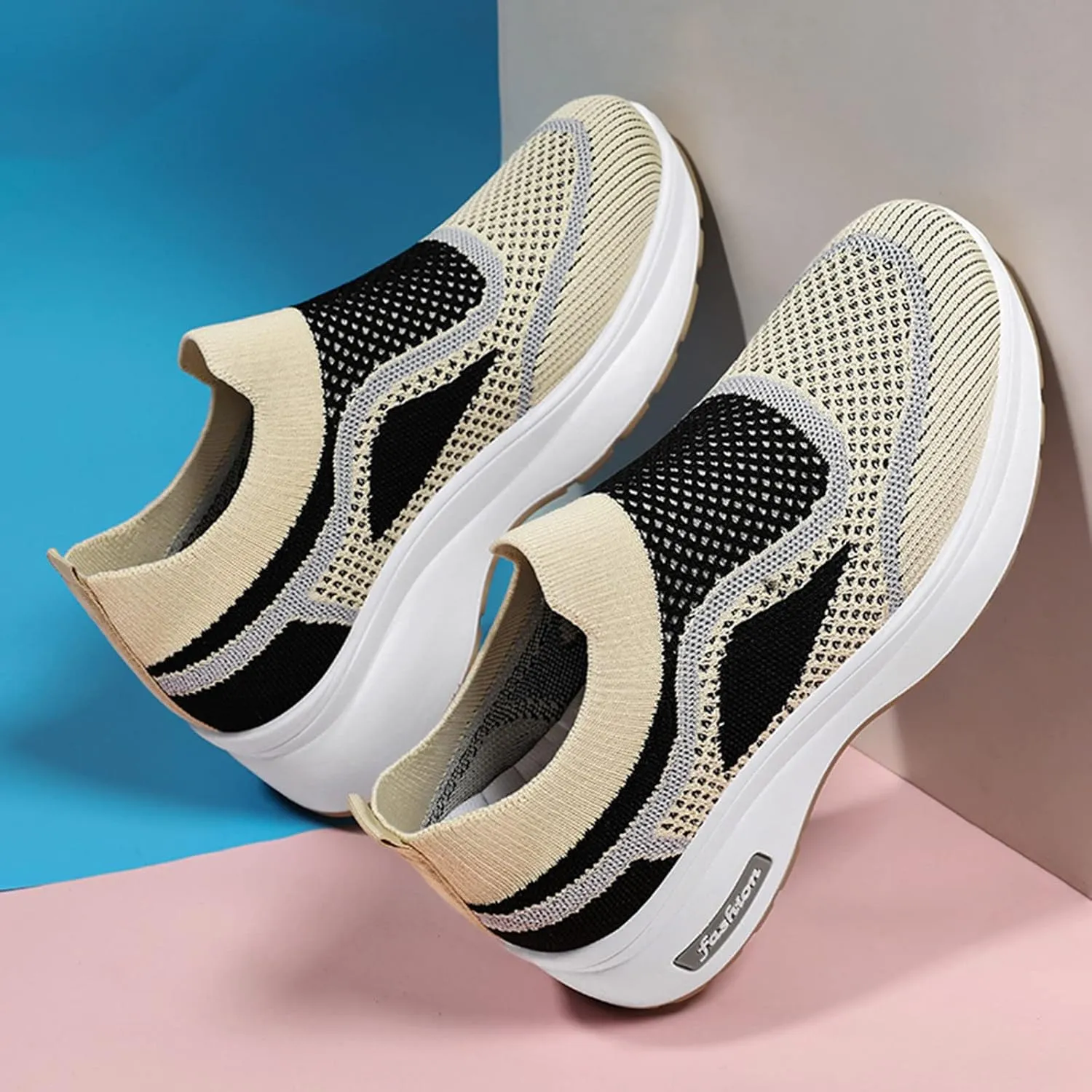 SBGMoSJ Platform Wedge Sneakers for Women 2023 Womens Tennis Shoes Size 8.5 Wide Width Nurse Shoes for Women Comfortable White Lace Up Women's Sneakers Wide Toe Cute Comfy Work Shoes for Women