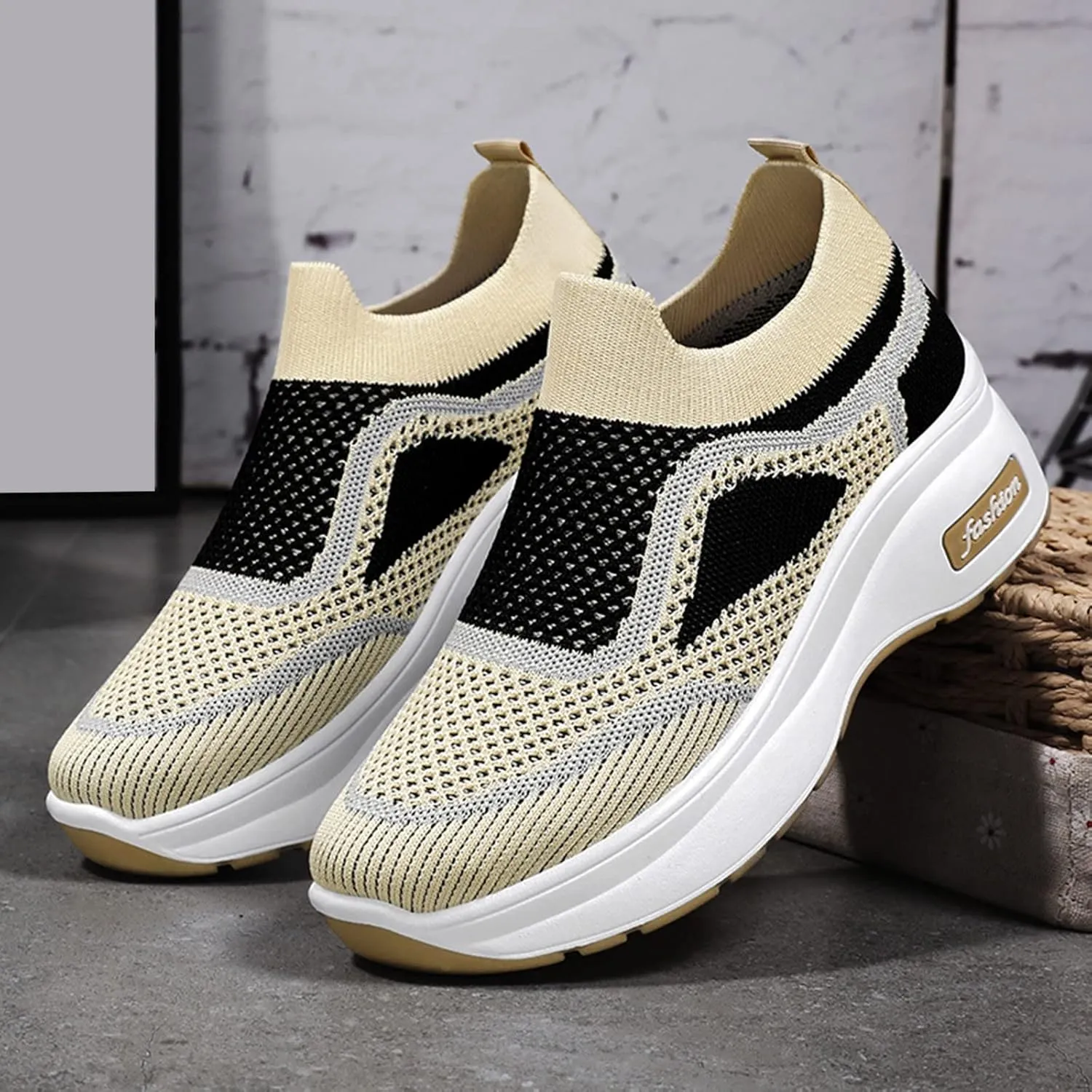 SBGMoSJ Platform Wedge Sneakers for Women 2023 Womens Tennis Shoes Size 8.5 Wide Width Nurse Shoes for Women Comfortable White Lace Up Women's Sneakers Wide Toe Cute Comfy Work Shoes for Women