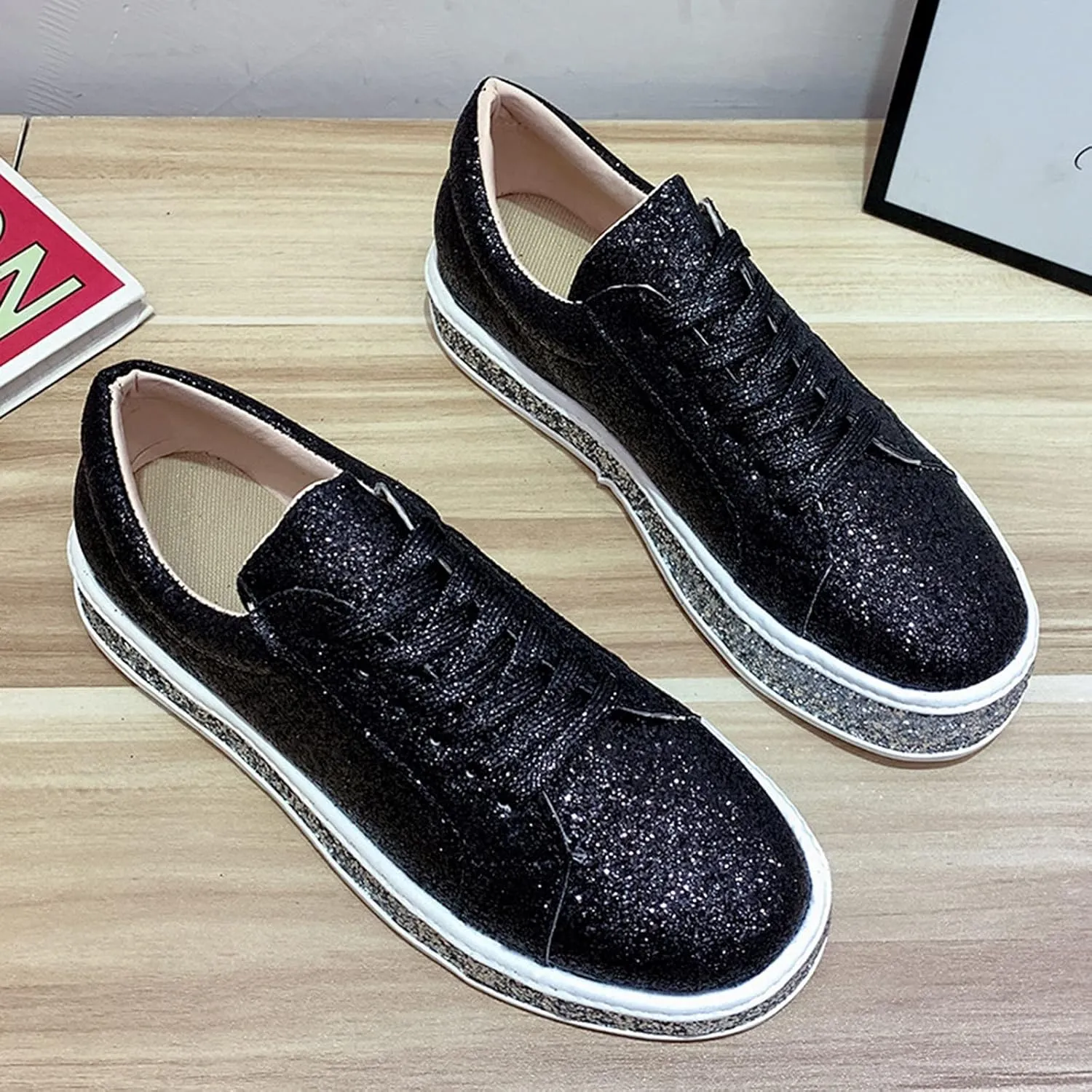 SBGMoSJ White Sneakers for Women Slip On Womens Black Tennis Shoes Slip Ons Casual Shoes for Women Sneakers White Sneakers for Women Wide Toe Box Zapato Ortopedico para Mujer Negro