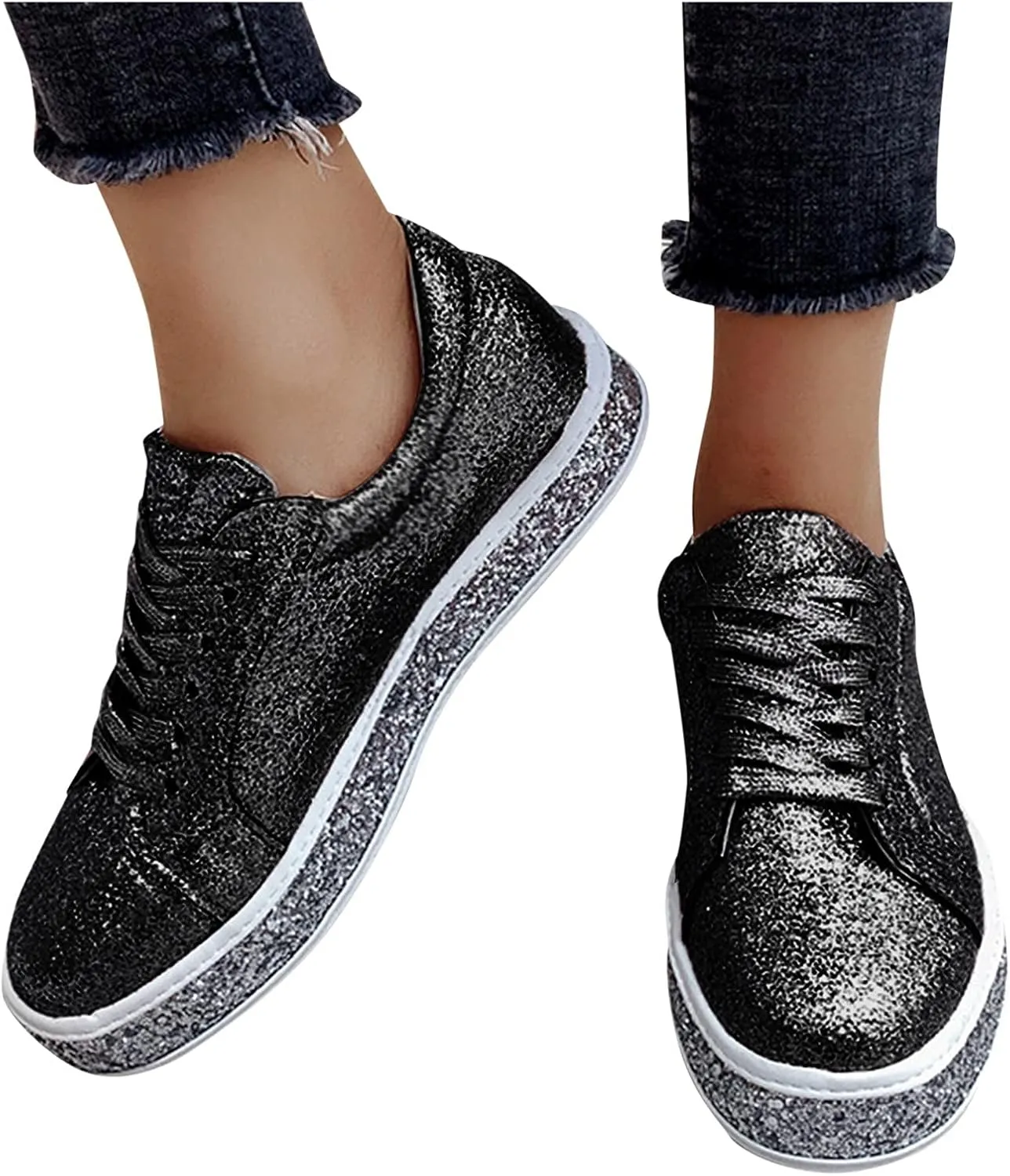 SBGMoSJ White Sneakers for Women Slip On Womens Black Tennis Shoes Slip Ons Casual Shoes for Women Sneakers White Sneakers for Women Wide Toe Box Zapato Ortopedico para Mujer Negro
