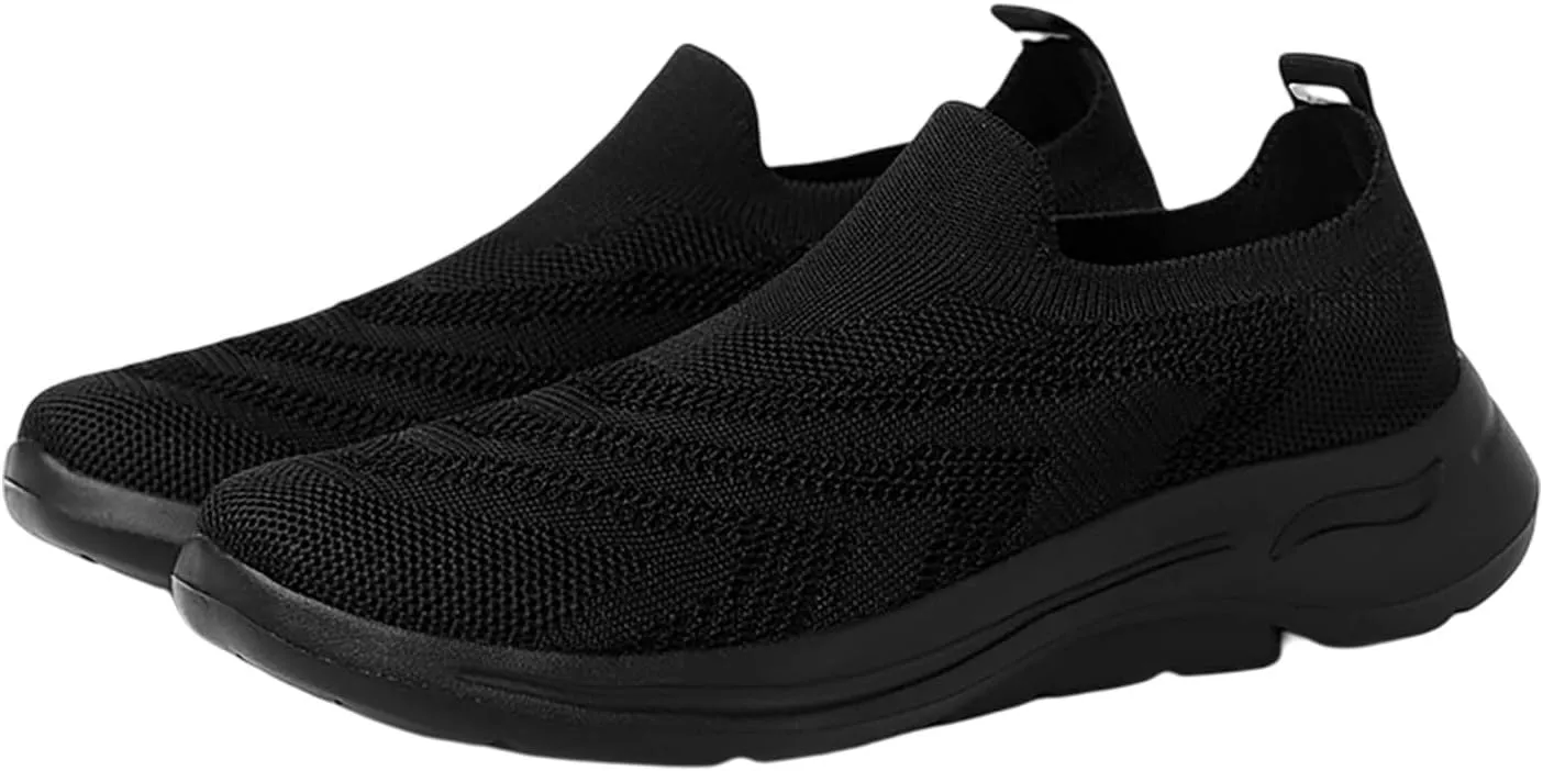 SBGMoSJ Womens Walking Shoes Slip On Comfy Shoes for Women Walking Black Gym Shoes Women Slip Ons Glitter Wedge Sneakers for Women Dressy Women Slip On Tennis Shoes Size 10