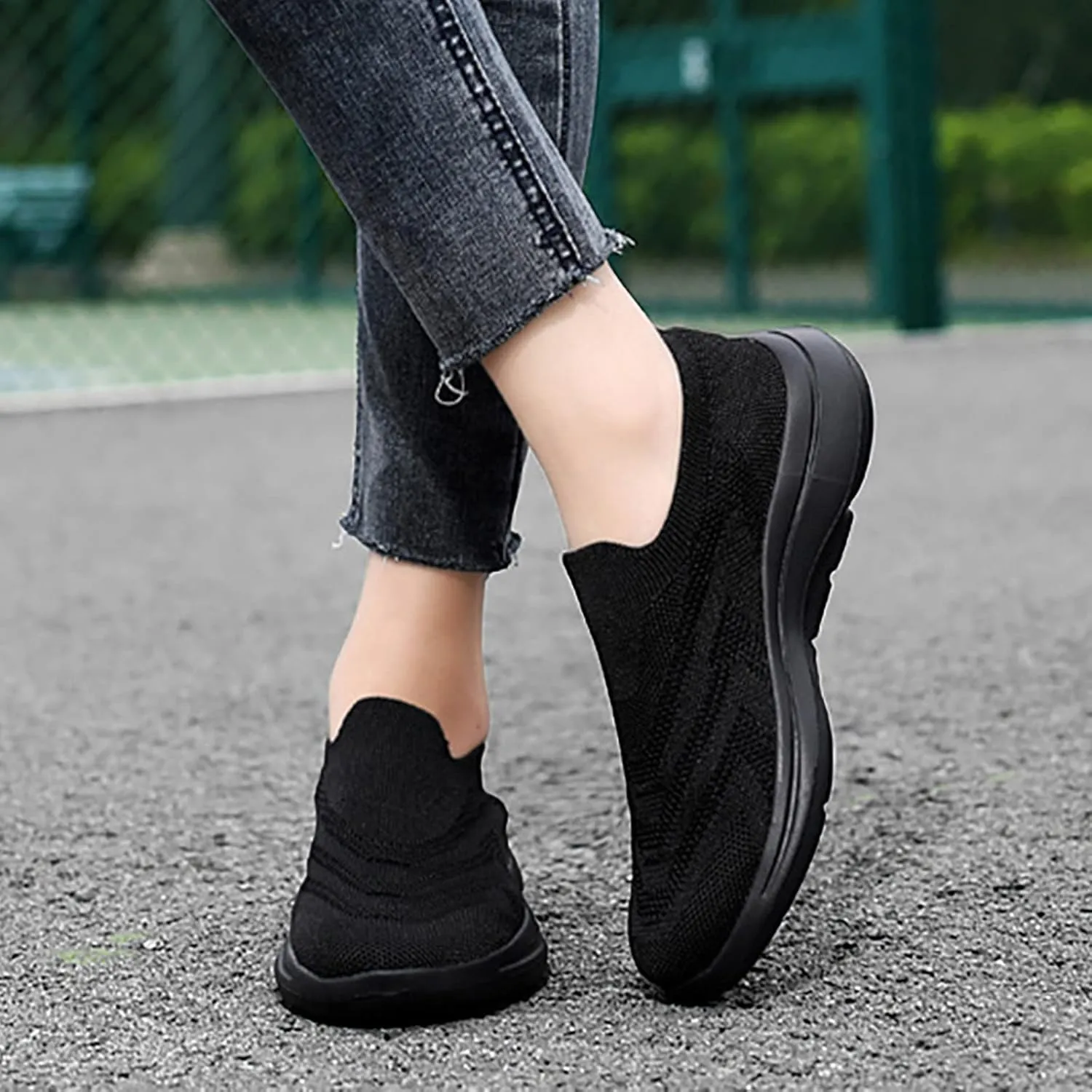 SBGMoSJ Womens Walking Shoes Slip On Comfy Shoes for Women Walking Black Gym Shoes Women Slip Ons Glitter Wedge Sneakers for Women Dressy Women Slip On Tennis Shoes Size 10