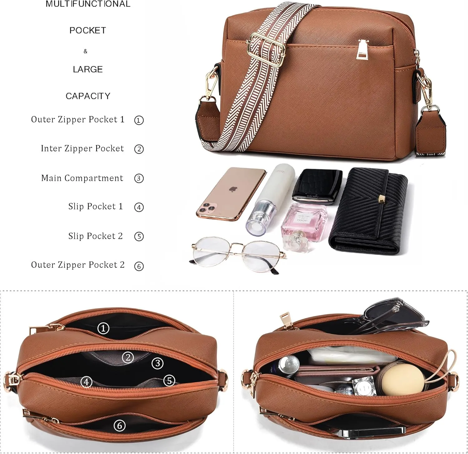Small Crossbody Bags for Women Vegan Leather Purses Women's Shoulder Handbags Wallet Satchel Cross Body Purse