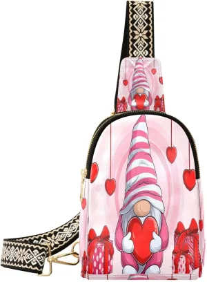 Small Sling Bag for Women Elfin Valentine's Day PC Leather Fanny Pack Crossbody Red Heart Gift Fashion Waist Packs Chest Bag for Travel Sports Running Hiking