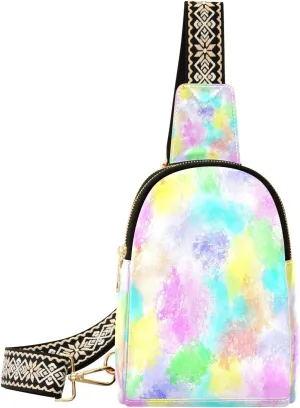 Small Sling Bag for Women Mew Multicoloured PC Leather Fanny Pack Crossbody Beautiful Fashion Waist Packs Chest Bag for Travel Sports Running Hiking