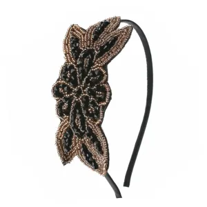 SMASOLO Vintage Beads Hair Hoop for Weddings and Parties Creative Black Golden Headdress Accessory for Brides and Performers Lightweight Design with Craftsmanship