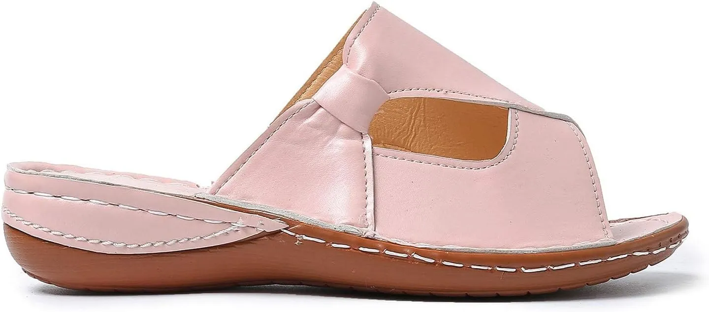 Smoneyful Womens Summer Dressy Sandals Flat Breathable Arch Support Orthopedic Wide Width Leather Wedge Bunion Comfort Bunion Corrector Toe Ring Flat Casual Flip Flops Slides Sandals Slippers
