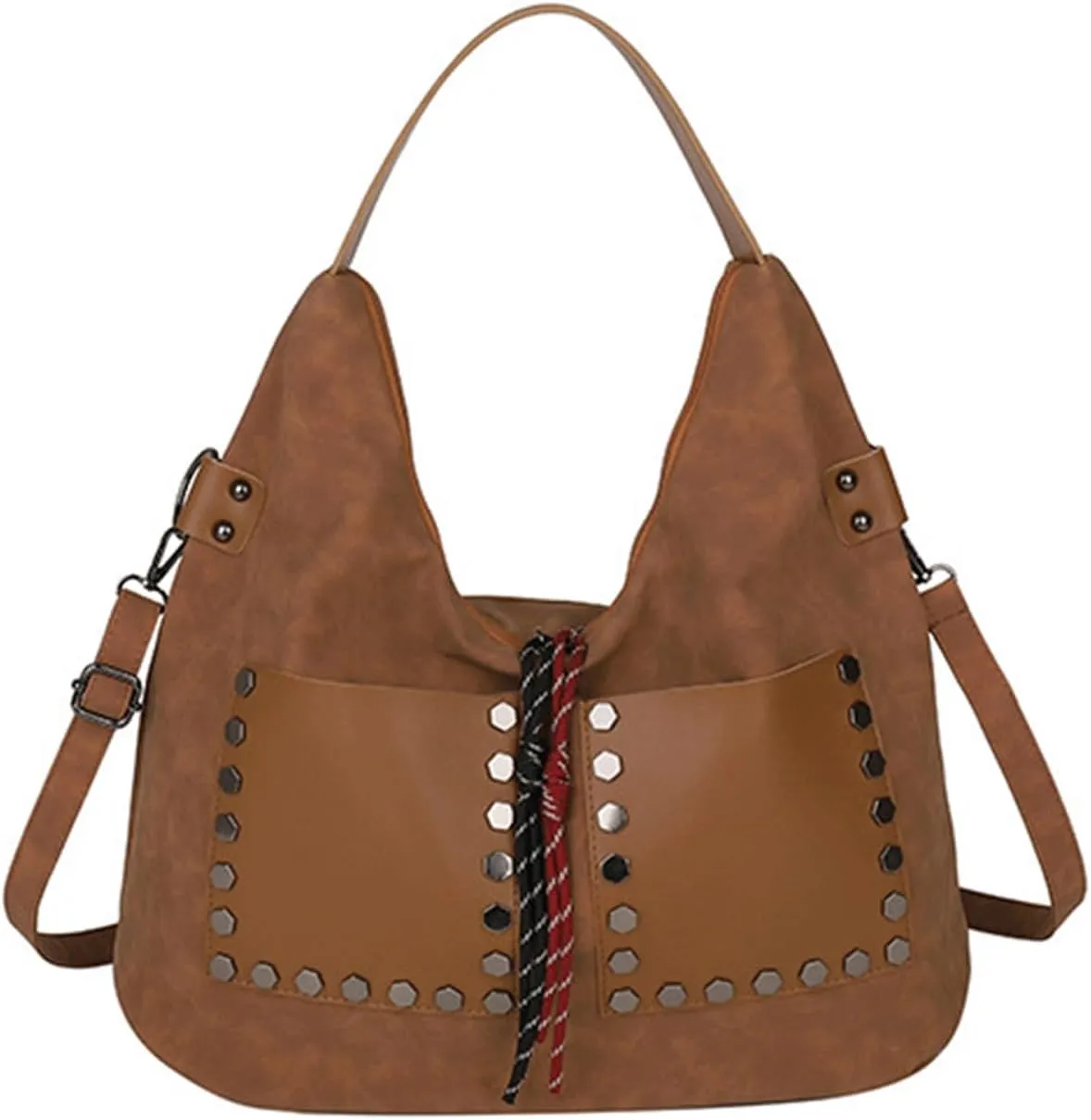 Studded Bag for Women Suede Slouchy Studded Purse Vegan Leather Shoulder Bag Vintage 90s Purse Trendy Retro Hobo Bags