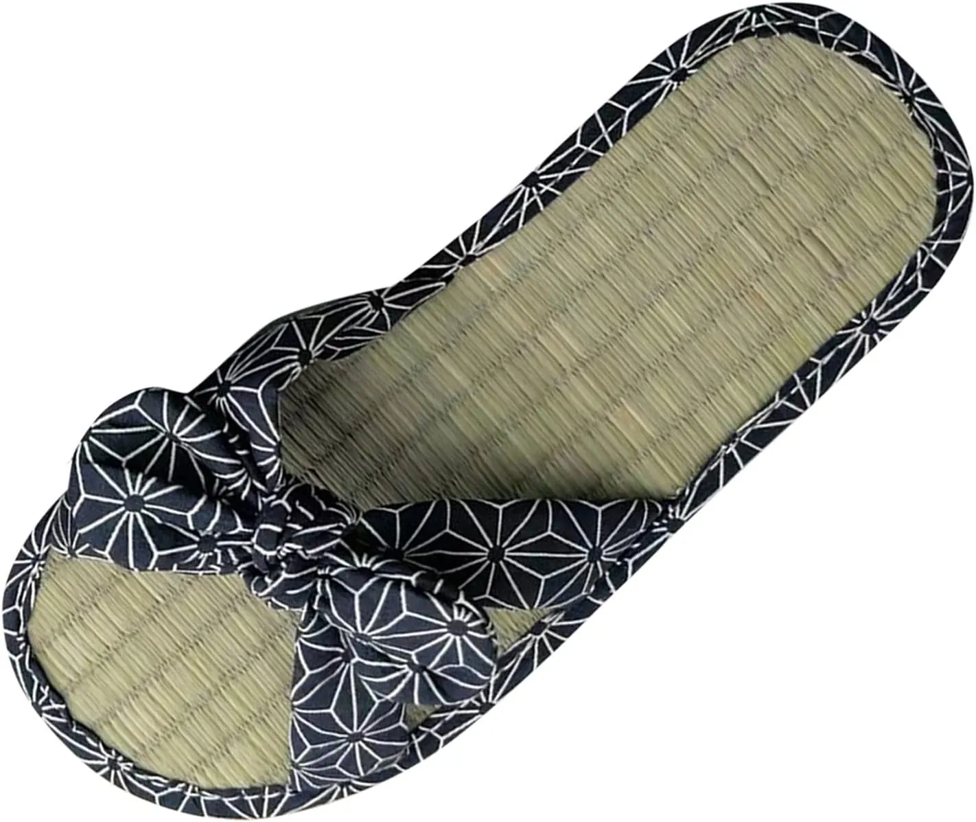 SuanlaTDS Ladies Straw Mat Slippers Casual Bow Rattan Grass Slippers Home Fashion Sandals Slippers Flip Flops for Women Sandals (Blue, 9)