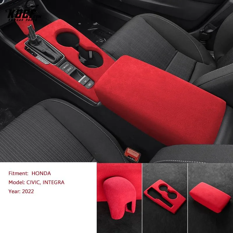 Suede Alcantara Interior Shift Knob, Center Console and Armrest Covers For 11th Gen 2022-Present Honda Civic and Integra