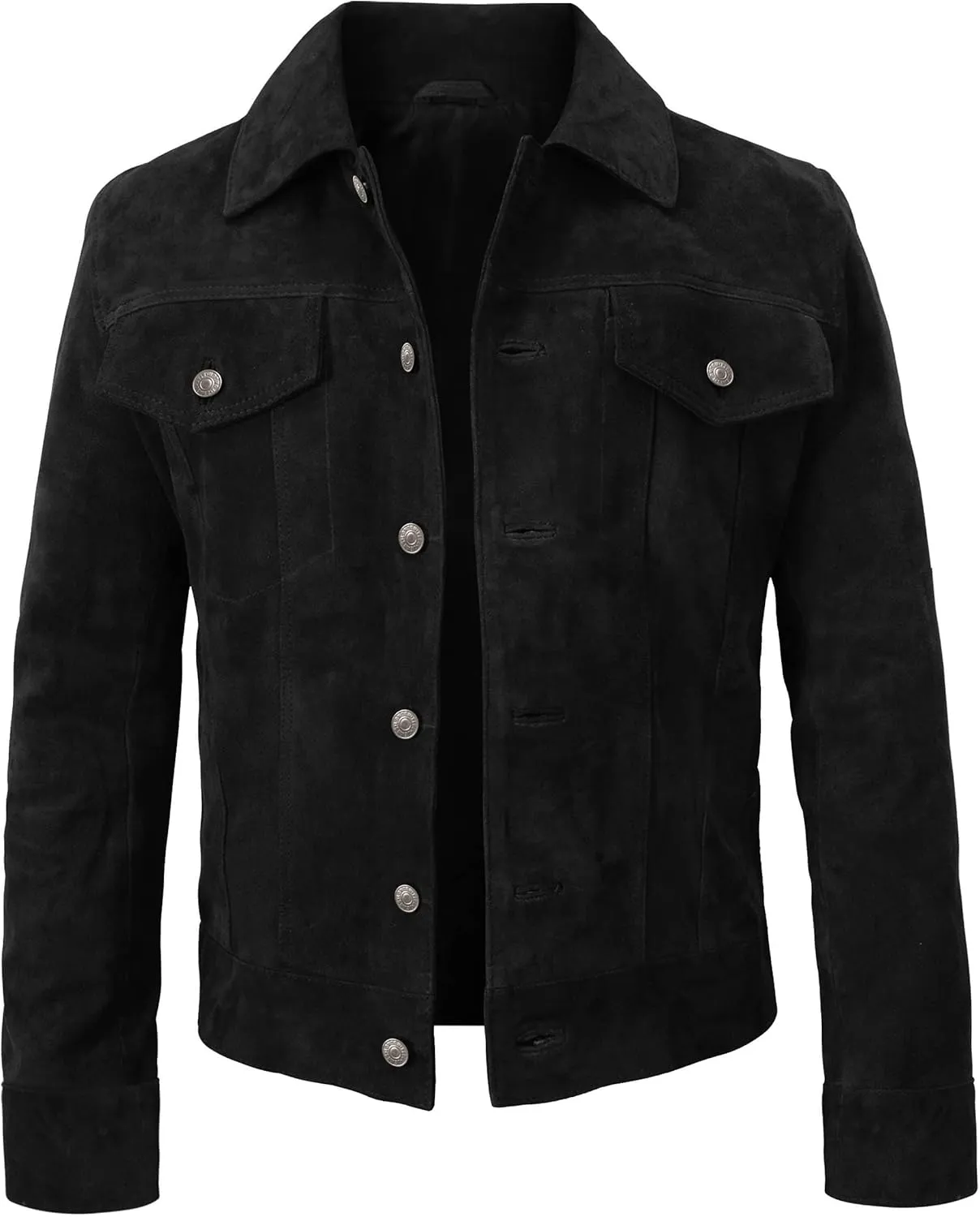 Suede Trucker Jacket Men - Mens Brown Western Style Cowboy Suede Leather Coat