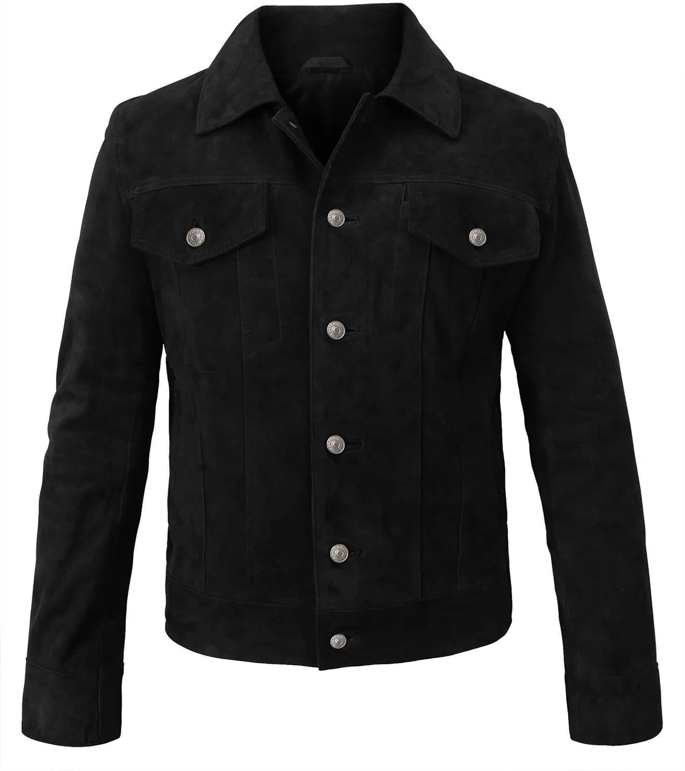 Suede Trucker Jacket Men - Mens Brown Western Style Cowboy Suede Leather Coat
