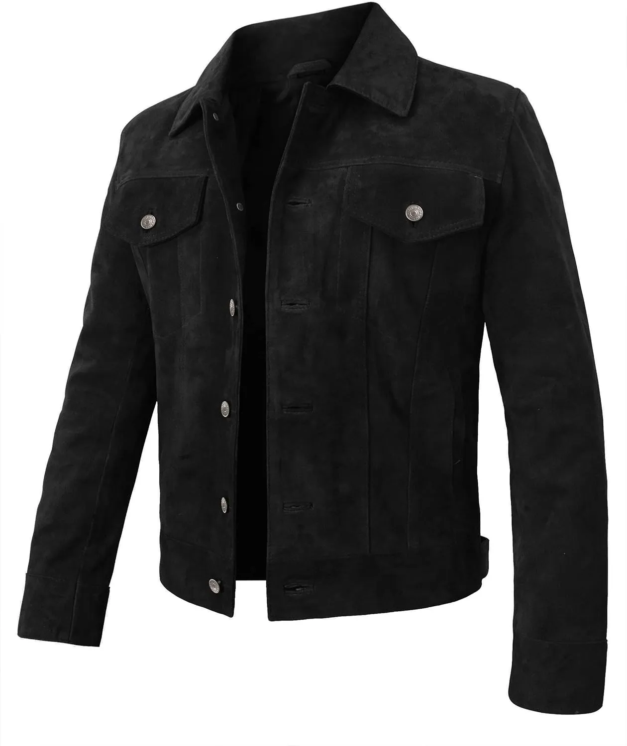 Suede Trucker Jacket Men - Mens Brown Western Style Cowboy Suede Leather Coat