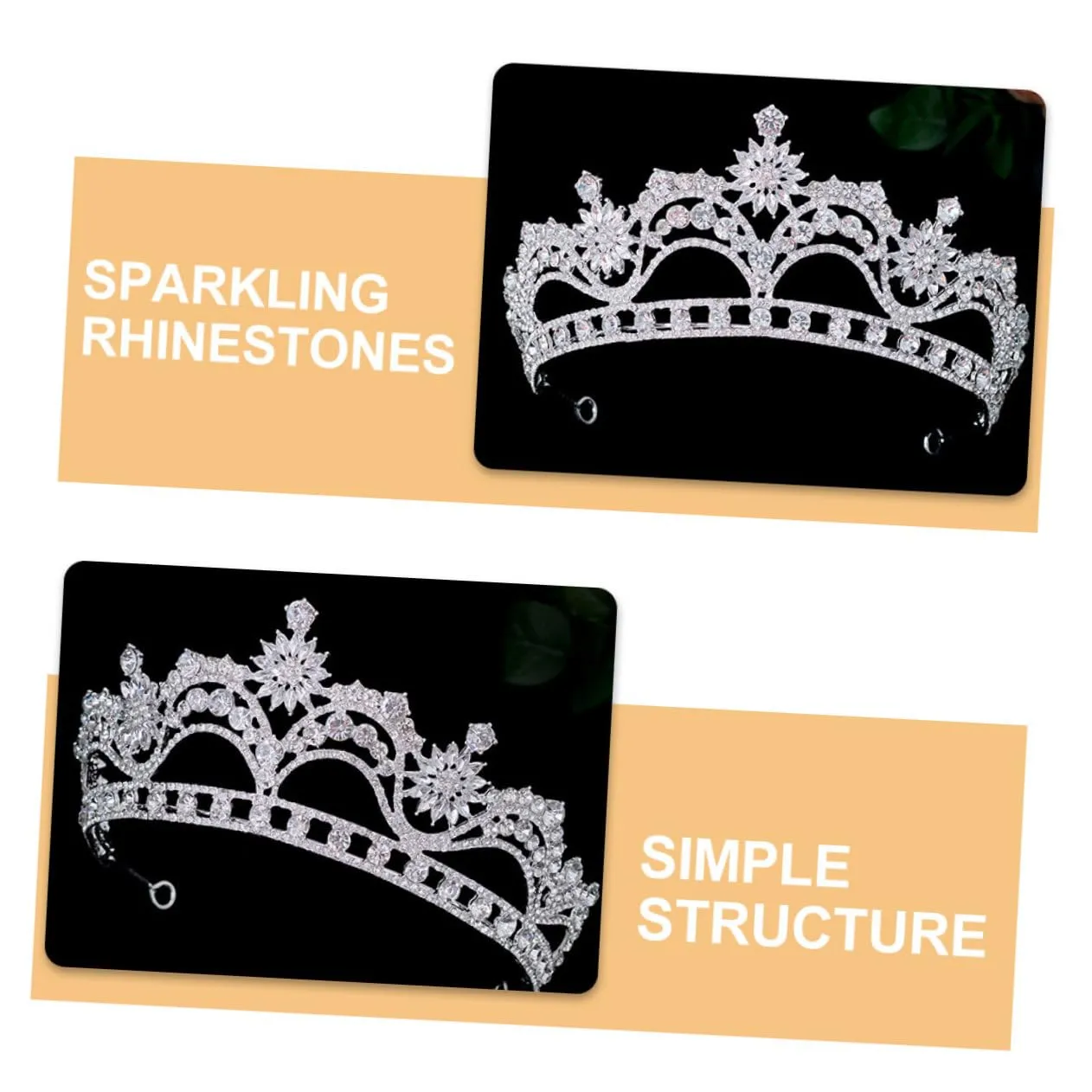 TENDYCOCO Crown Tiara Wedding Accessories Wedding Headpiece for Bride Bridal Hair Accessories Cosplay Accessories Birthday Accessories for Women Silver Rhinestones