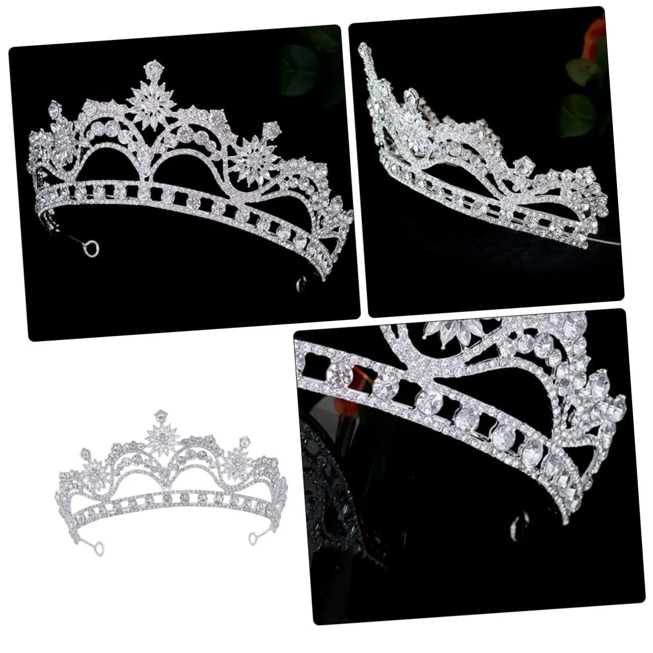TENDYCOCO Crown Tiara Wedding Accessories Wedding Headpiece for Bride Bridal Hair Accessories Cosplay Accessories Birthday Accessories for Women Silver Rhinestones