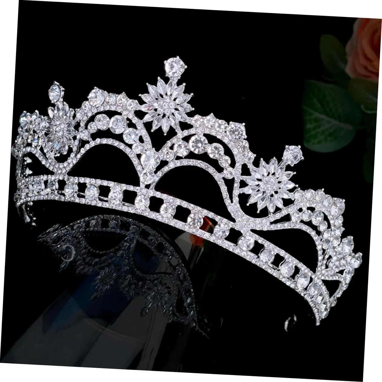 TENDYCOCO Crown Tiara Wedding Accessories Wedding Headpiece for Bride Bridal Hair Accessories Cosplay Accessories Birthday Accessories for Women Silver Rhinestones
