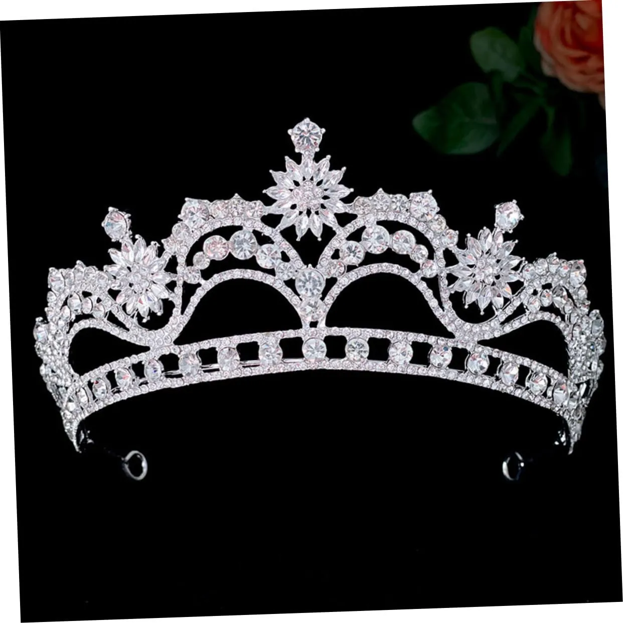 TENDYCOCO Crown Tiara Wedding Accessories Wedding Headpiece for Bride Bridal Hair Accessories Cosplay Accessories Birthday Accessories for Women Silver Rhinestones