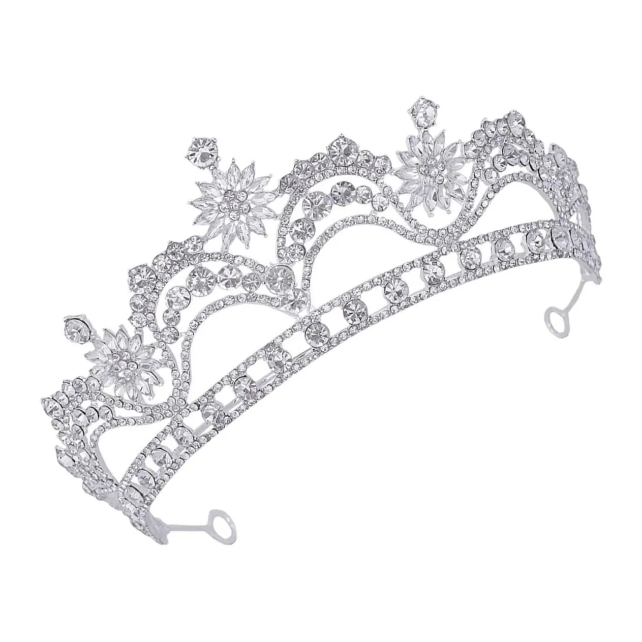 TENDYCOCO Crown Tiara Wedding Accessories Wedding Headpiece for Bride Bridal Hair Accessories Cosplay Accessories Birthday Accessories for Women Silver Rhinestones