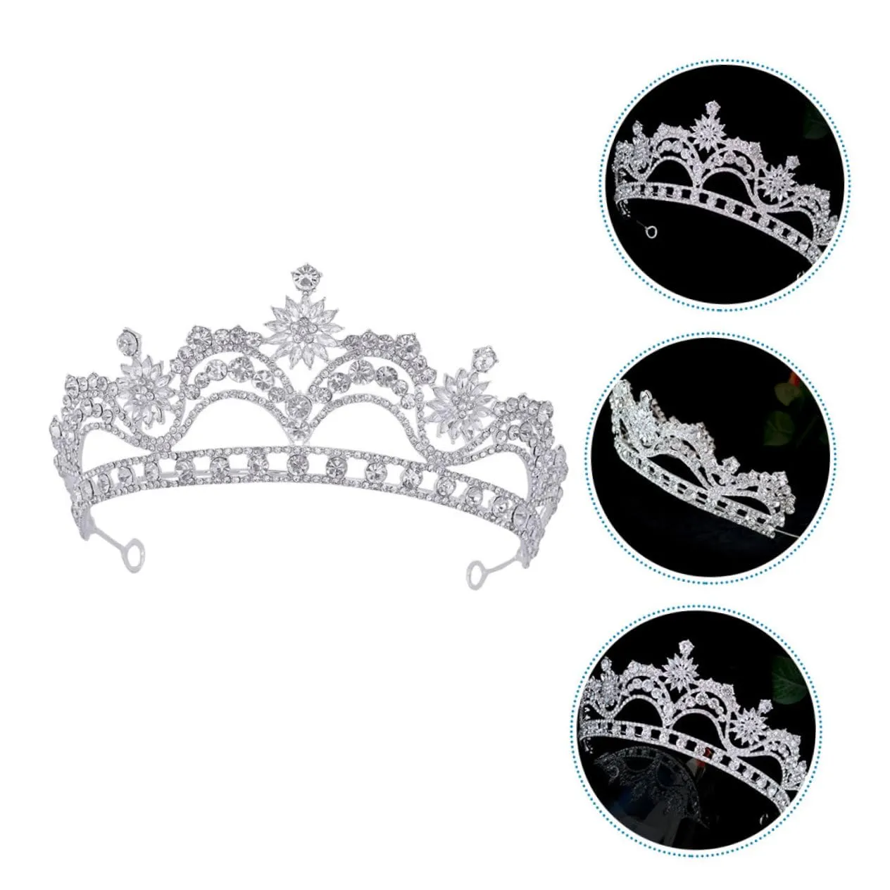 TENDYCOCO Crown Tiara Wedding Accessories Wedding Headpiece for Bride Bridal Hair Accessories Cosplay Accessories Birthday Accessories for Women Silver Rhinestones