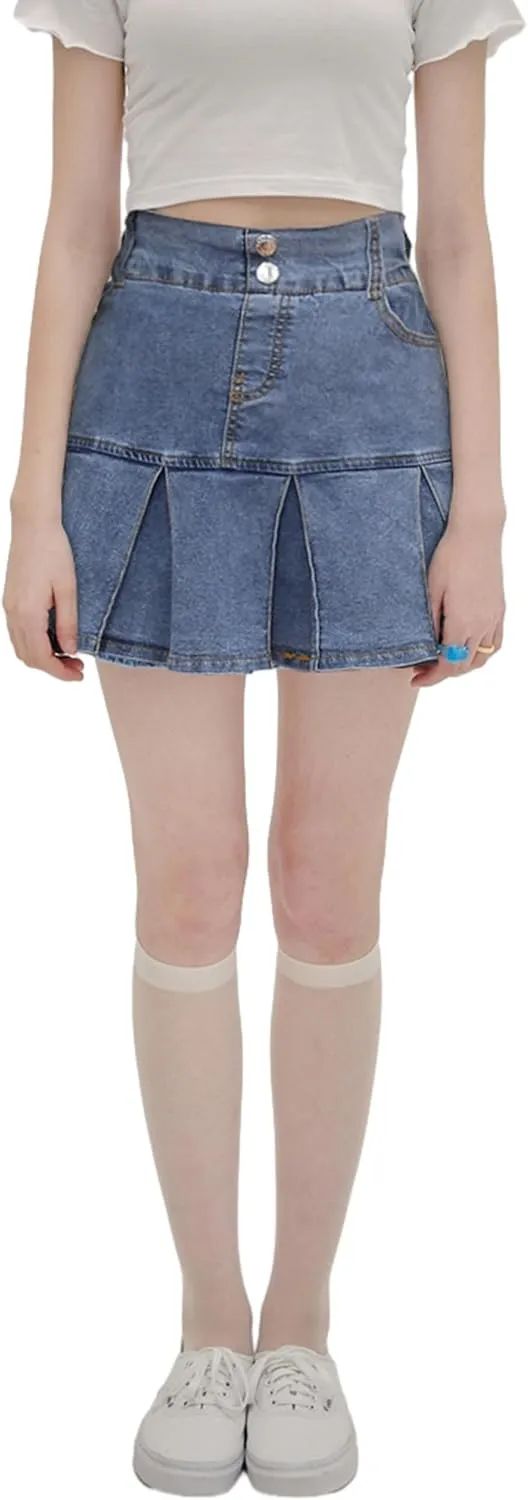 Toddler Little & Big Girl's High Waist School Uniform Elastic Waist Pleated Skirt with Shorts, US 2 Years - 14 Years