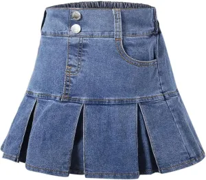 Toddler Little & Big Girl's High Waist School Uniform Elastic Waist Pleated Skirt with Shorts, US 2 Years - 14 Years