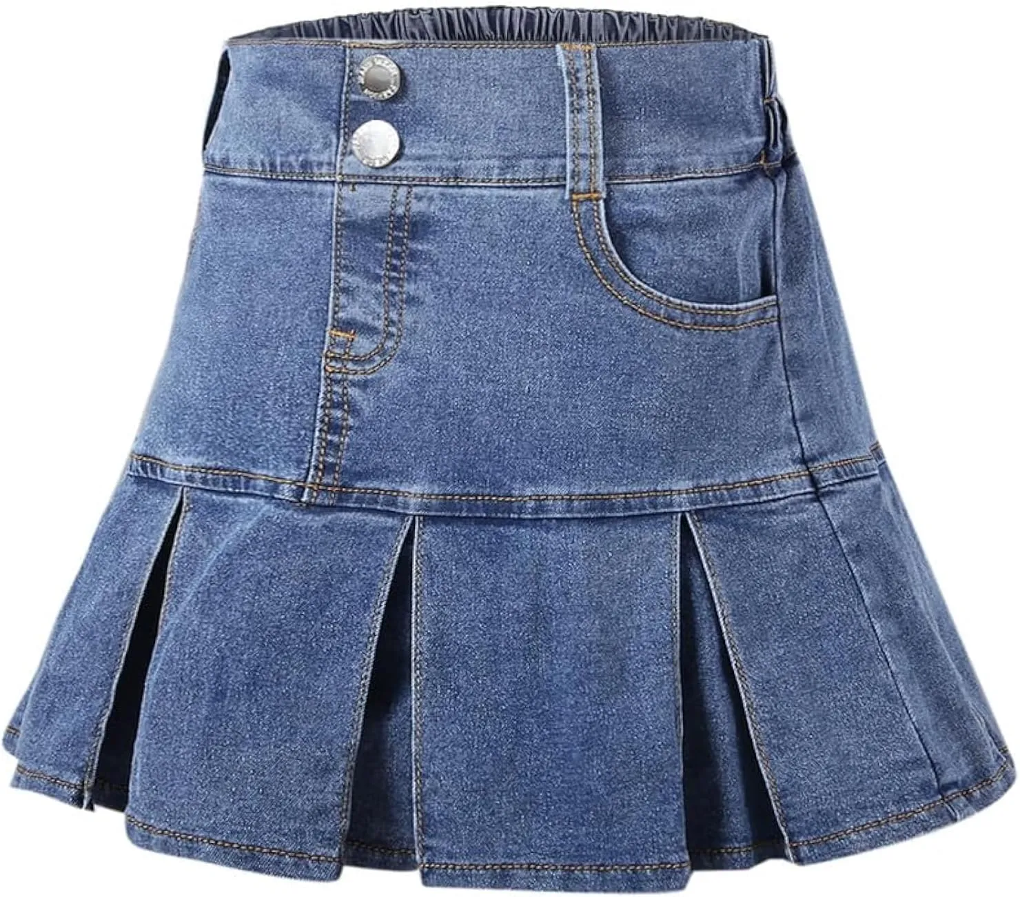 Toddler Little & Big Girl's High Waist School Uniform Elastic Waist Pleated Skirt with Shorts, US 2 Years - 14 Years
