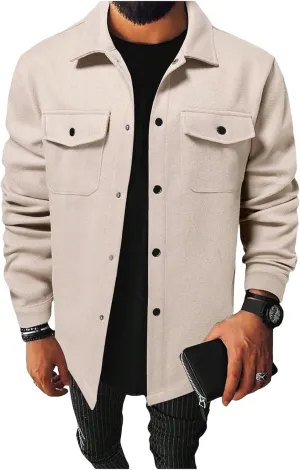 Trench Coat Men Fleece Mid Length Casual Jackets Button Down Plus Size Solid Outwears Fall Winter Windproof Outfits